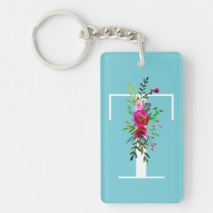 T Brev Initial Monogram Blommigt Anpassningsbar Fä