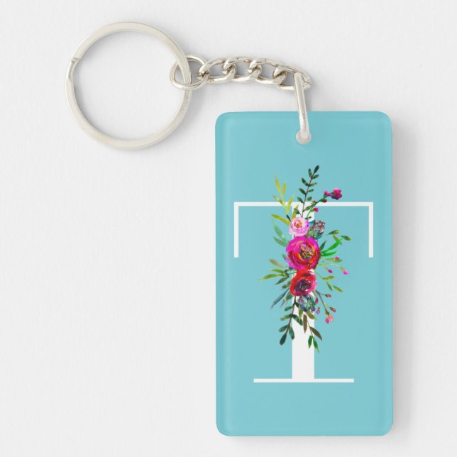 T Brev Initial Monogram Blommigt Anpassningsbar Fä (Framsidan)