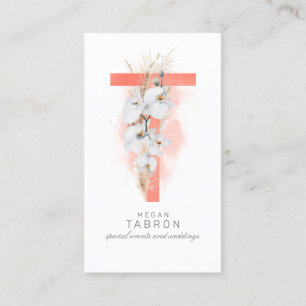 T Brev Monogram White Orchids och Pampas Grass Visitkort