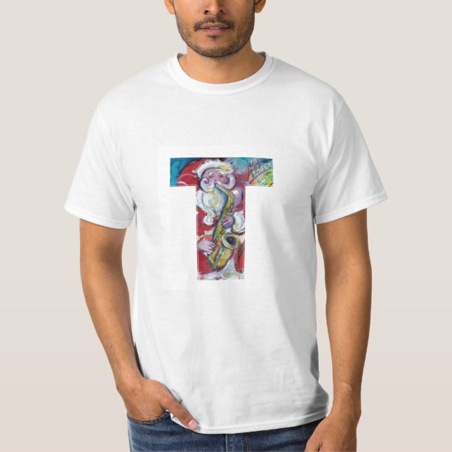 T BREV/SANTA OCH SAX, CHRISTMAS PARTY MONOGRAM TEE (Framsida)