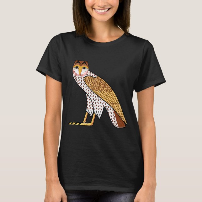 t Egyptian Owl Bird Hieroglyphic T Shirt (Framsida)
