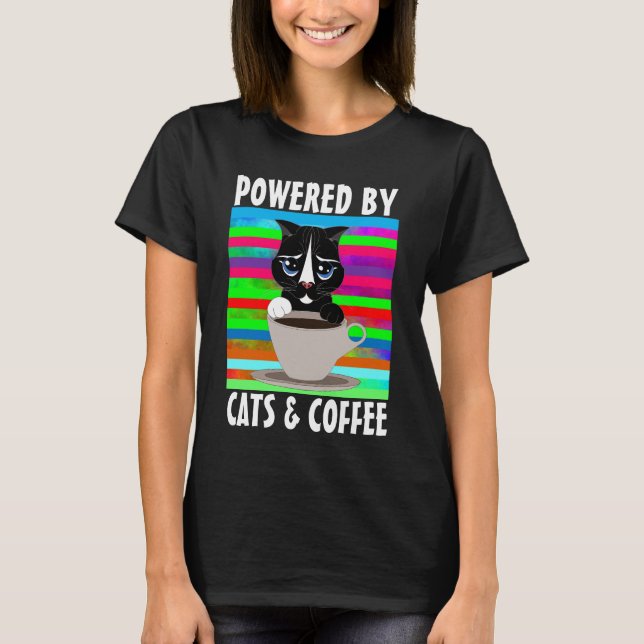 T-FARTYG AV KATTER OCH KAFFE T SHIRT (Framsida)