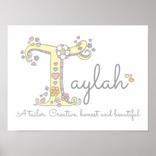 T för Taylah monogram brev art namn Poster