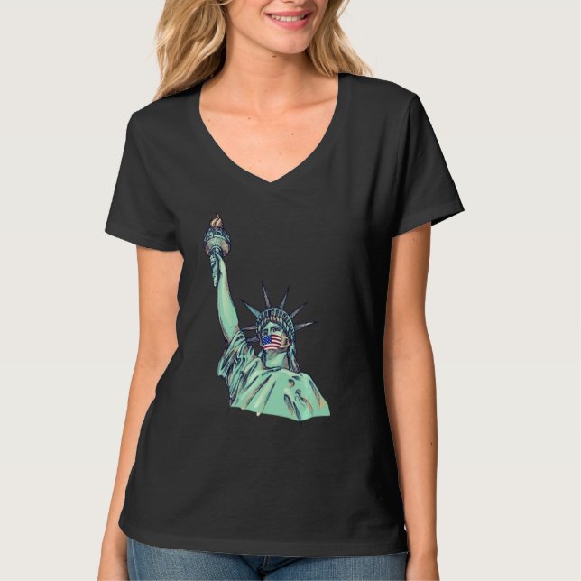 T Frihetsgudinnan med Ansikte-mask Shirt (Framsida)