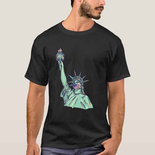 T Frihetsgudinnan med Ansikte-mask Shirt (Framsida)