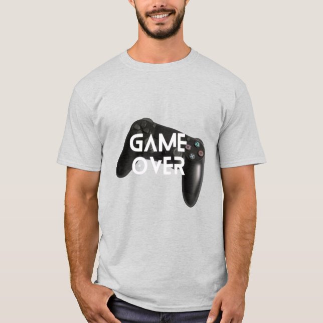 T-Grått T-Shirt med Black PlayStation Controller - (Framsida)