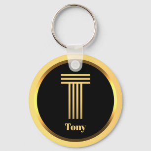 T Guld Monogrammed Brev Personlig Nyckelring
