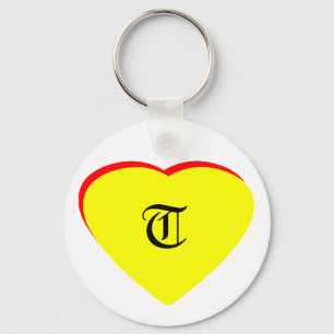 "T" Heart Gult Red Wedding bjudande MUSEUM Nyckelring