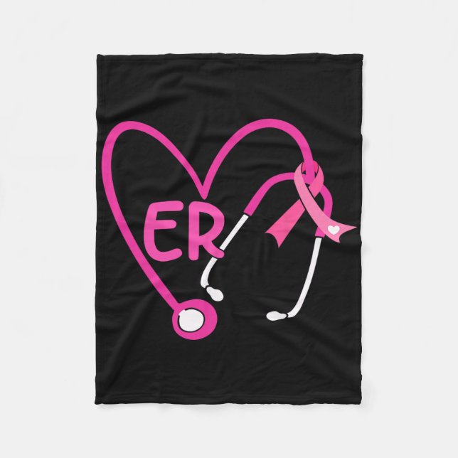 t Heart Stetoscope Rosa Ribbon Breast Cancer Er Fleecefilt (Framsidan)