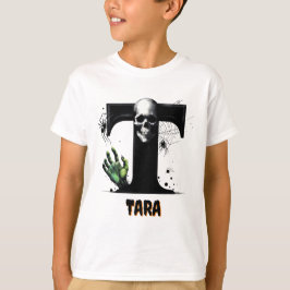 T Initial Halloweenkul T-shirt med Treating eller