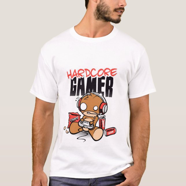 t-ishrt homme hardcore gamer t shirt (Framsida)
