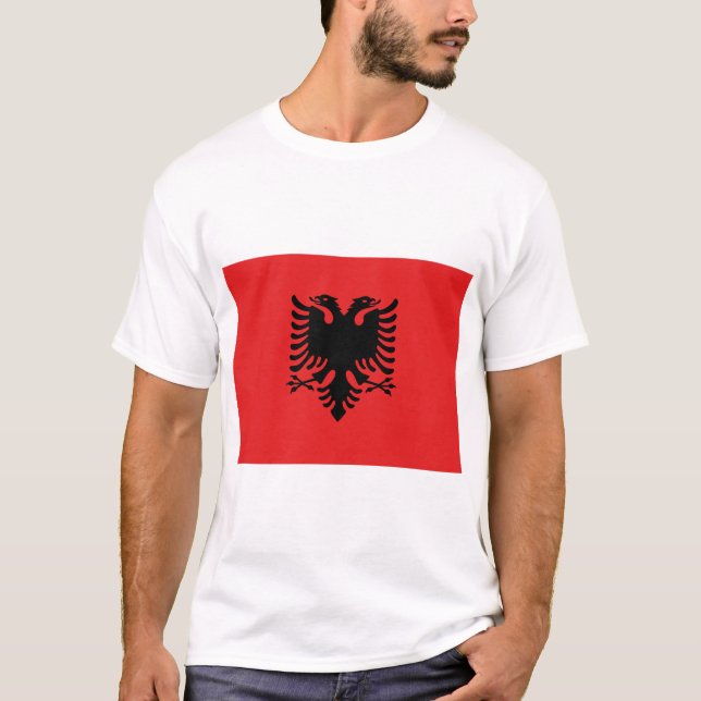 T Leverera med Flagga till Albanien T Shirt (Framsida)