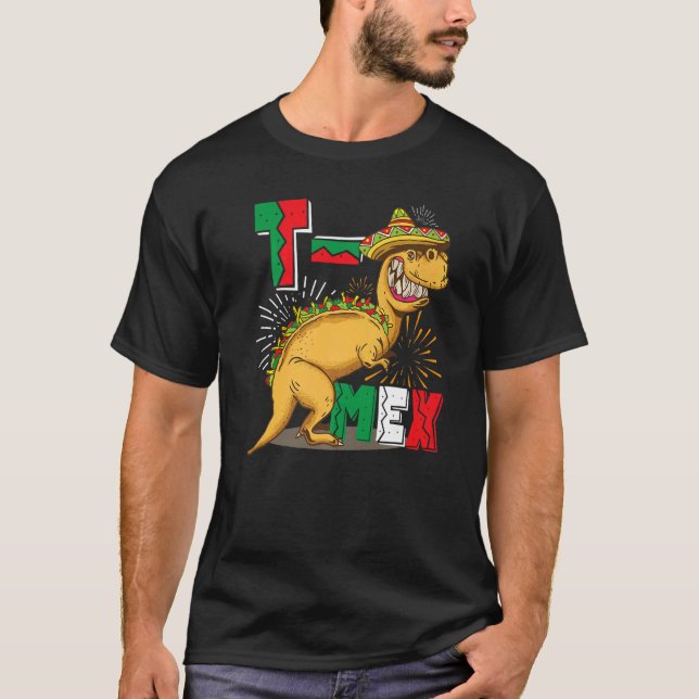 T Mex Tacosaurus Rex Taco Cinco De Mayo Dinosaur M Shirt (Framsida)