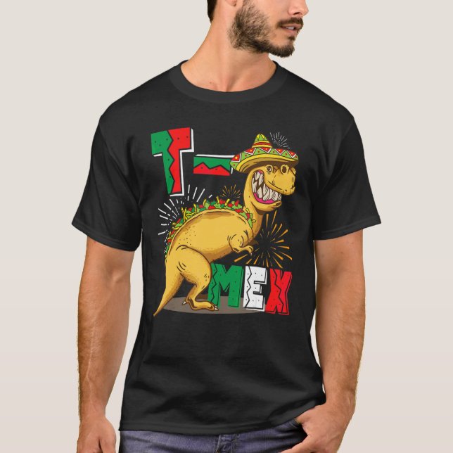 T Mex Tacosaurus Rex Taco Cinco De Mayo Dinosaur M Shirt (Framsida)