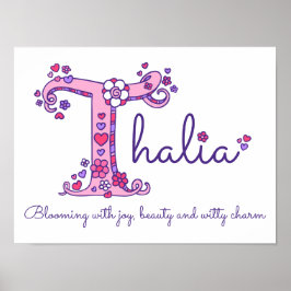T monogram art Thalia Girl namn poster