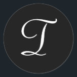 T Monogram Black White Wedckers Runt Klistermärke<br><div class="desc">Dessa klistermärken har ett dekorativt T-monogram för eleganten. Underbar för bröllopsfavörer,  kuvertförseglingar osv.</div>
