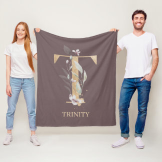 T Monogram Blommigt Personlig Fleece Blanket