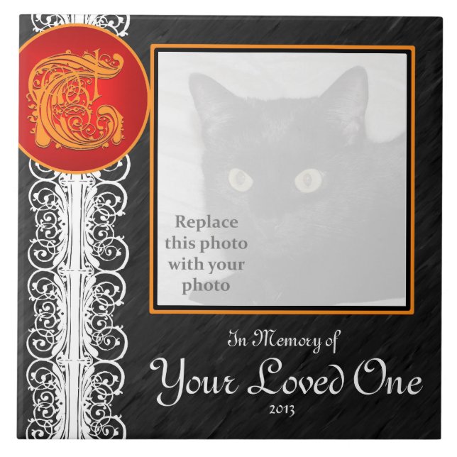 T Monogram "In Memory of Your Loved One"-panel Kakelplatta (Framsidan)