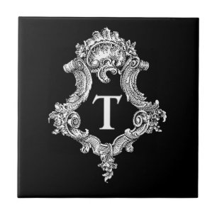 T Monogram Initial Kakelplatta