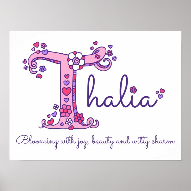 T monogram konst Thalia flicknamn betydelse plansc Poster (Framsidan)