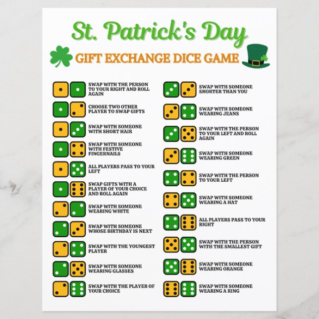 T. Patrick's Day Gift Exchange Dice Game (Framsida)