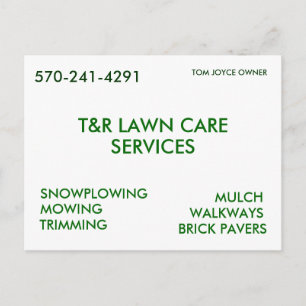 T&R GRÄSMATTA CARE, SERVICES, SNOWPLOWING, MOWING, VYKORT