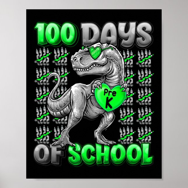 T-rex 100 dagar i skolan Förskola 100 dagar smarta Poster (Framsidan)