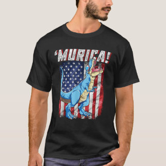 T rex 4:e juli Boys Manar Funny Dinosaur Murica U Shirt