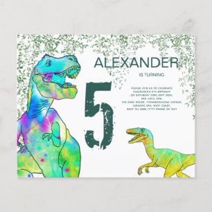 T Rex 5-årsfest Budget Inbjudan Flygblad