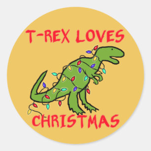 T-Rex älskar jul Runt Klistermärke