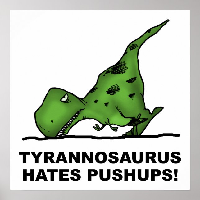 T-Rex Armhävningar Rolig Poster (Framsidan)