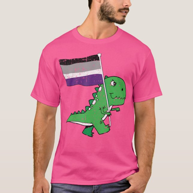 T-Rex Asexuellt Pride Flagga Funny Dino-Saur Lgbtq T Shirt (Framsida)