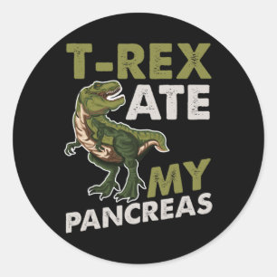 T-rex Ate My Pancreas Diabetic Dino Fläkt Runt Klistermärke