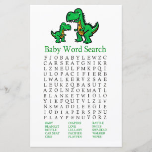 T-rex Baby Shower Ord Search-spel