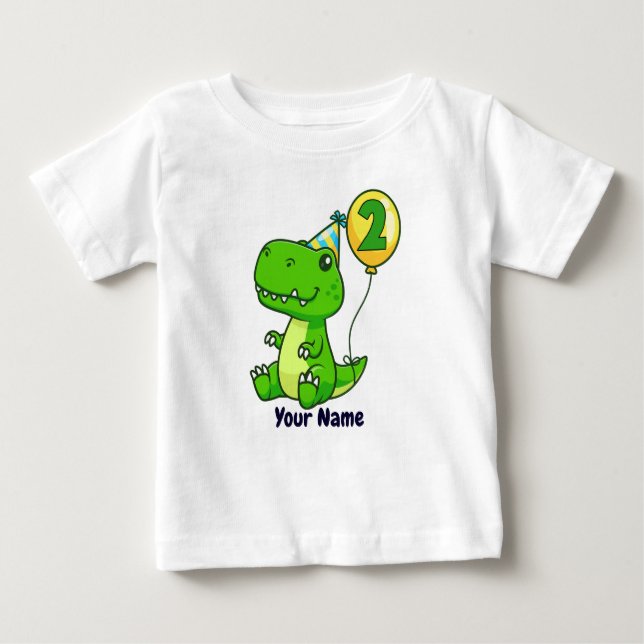 T-Rex-ballong för andra födelsedag T Shirt (Framsida)