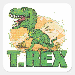 T Rex Big Dot Fyrkantigt Klistermärke
