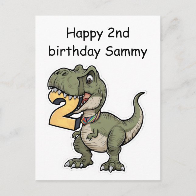 T-Rex bitande på siffran 2 Vykort (Framsida)