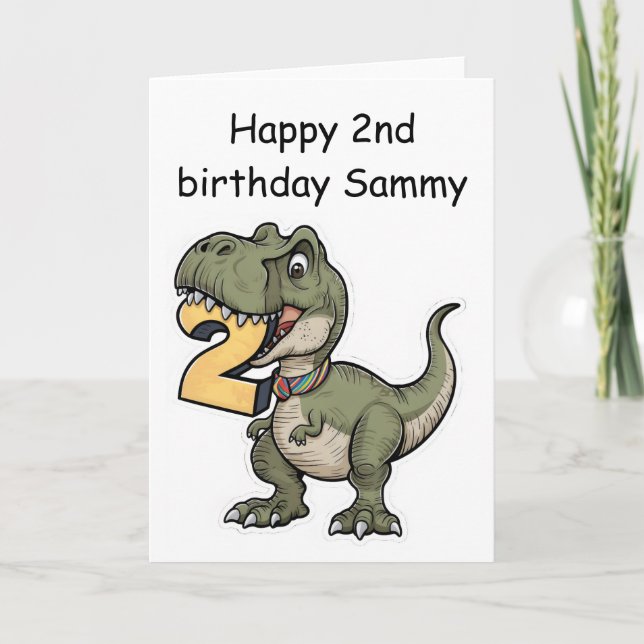 T-rex biter på nummer 2 kort (Framsida)