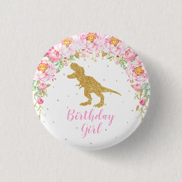 T-Rex Blommigt Dinosaur Birthday Girl Guest of Hon Knapp