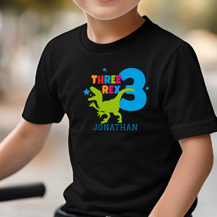 T Rex Boys Cute 3:e födelsedagen Personlig Namn Shirt