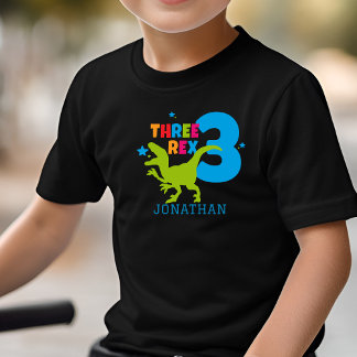 T Rex Boys Cute 3:e födelsedagen Personlig Namn Shirt