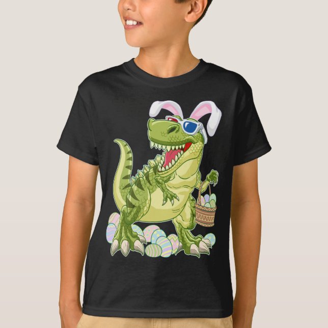 T Rex Boys Påsk Shirt Dinosaur Hero Gift T Shirt (Framsida)