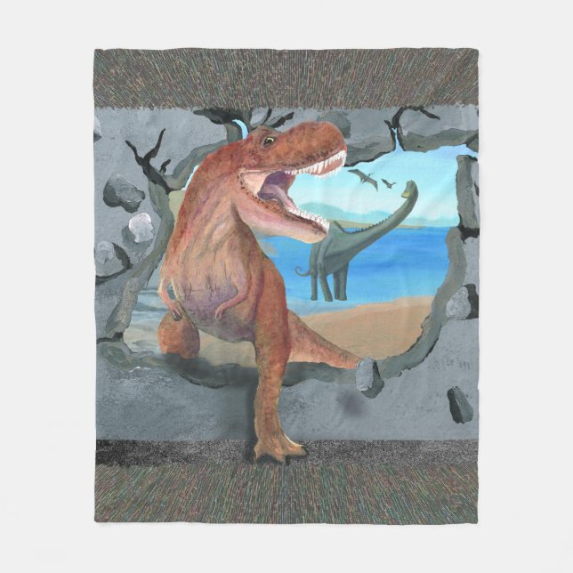 T-Rex-brott genom väggen Fleecefilt (Framsidan)
