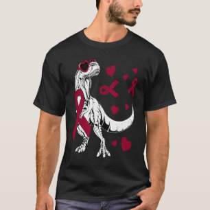 T Rex & Burgundy Ribbon Många Myeloma Medvetenhet Shirt