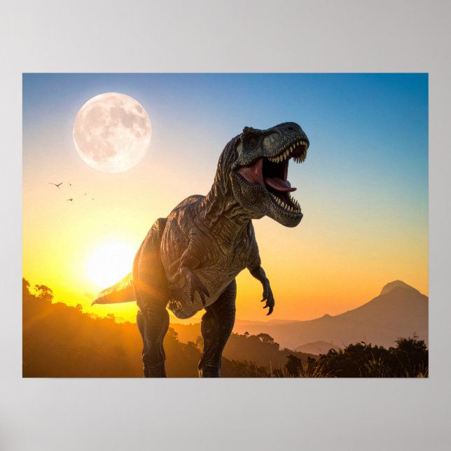 T-Rex Canvas Väggkonst – rytande Dinosaurie Dekor (Framsidan)