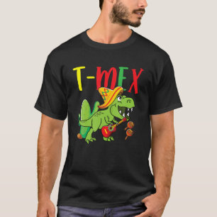 T Rex Cinco De Mayo Mexican Dinosaur Guitar Somber Shirt