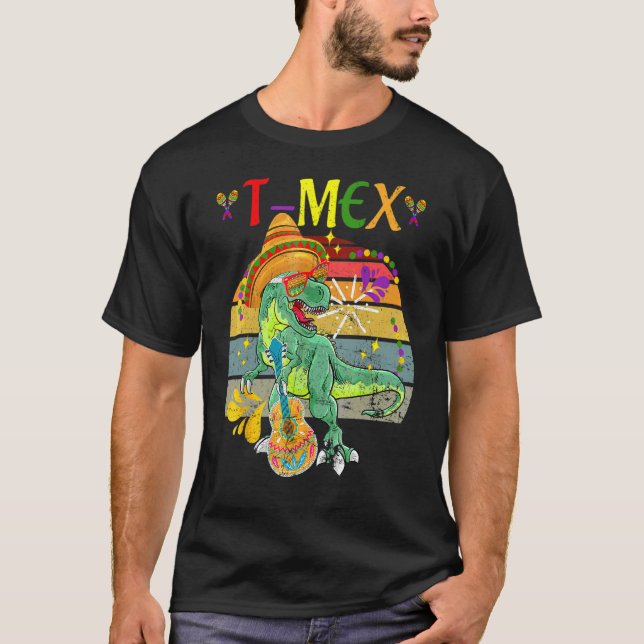 T Rex Cinco De Mayo Tyrannosaurus Dinosaur Lets F Shirt (Framsida)