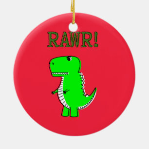 T Rex Cute Dino Red jul Julgransprydnad Keramik