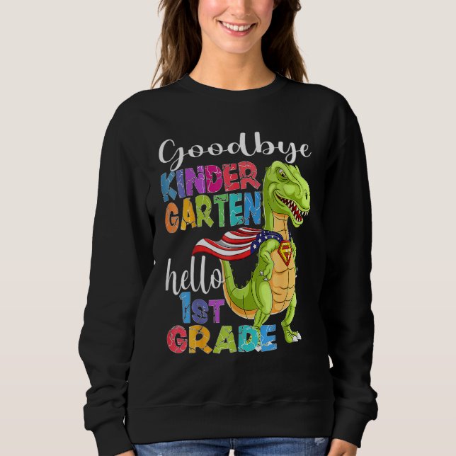 T Rex Dino Adjö Kindergarten Hej 1:a Klass Gr Shirt (Framsida)