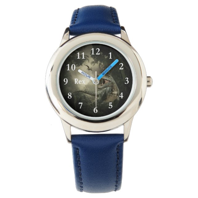 T Rex Dino Dinosaur Personlig Namn Kids Watch Armbandsur (Framsida)
